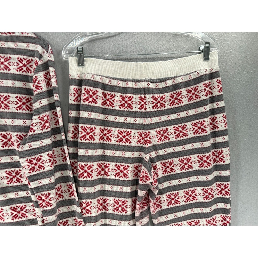 Stars Above Pajama Set Womens XL Gray Red 2 Piece Thermal Snowflakes Long Johns - Picture 6 of 16